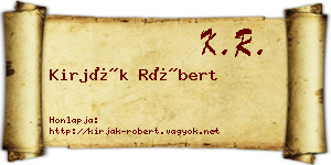 Kirják Róbert névjegykártya